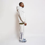 Scripted Embroidered Jog Pant - Light Heather / Navy