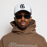 Old English Trucker Cap - Black / White