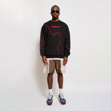 Baseball Stitch Sweatshirt - Black / Red