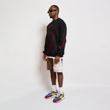 Baseball Stitch Sweatshirt - Black / Red