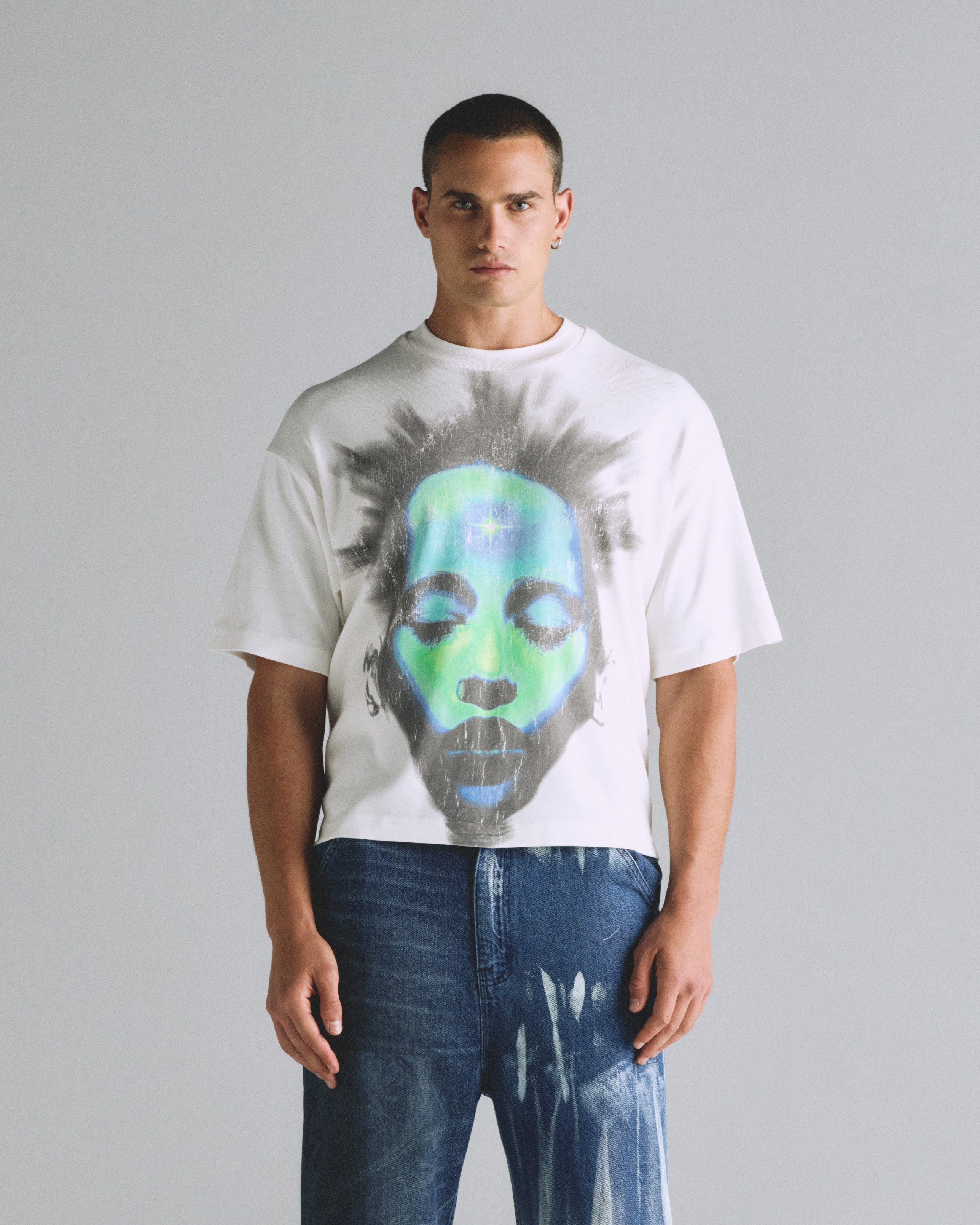 Helios Face Boxy Fit Tshirt White