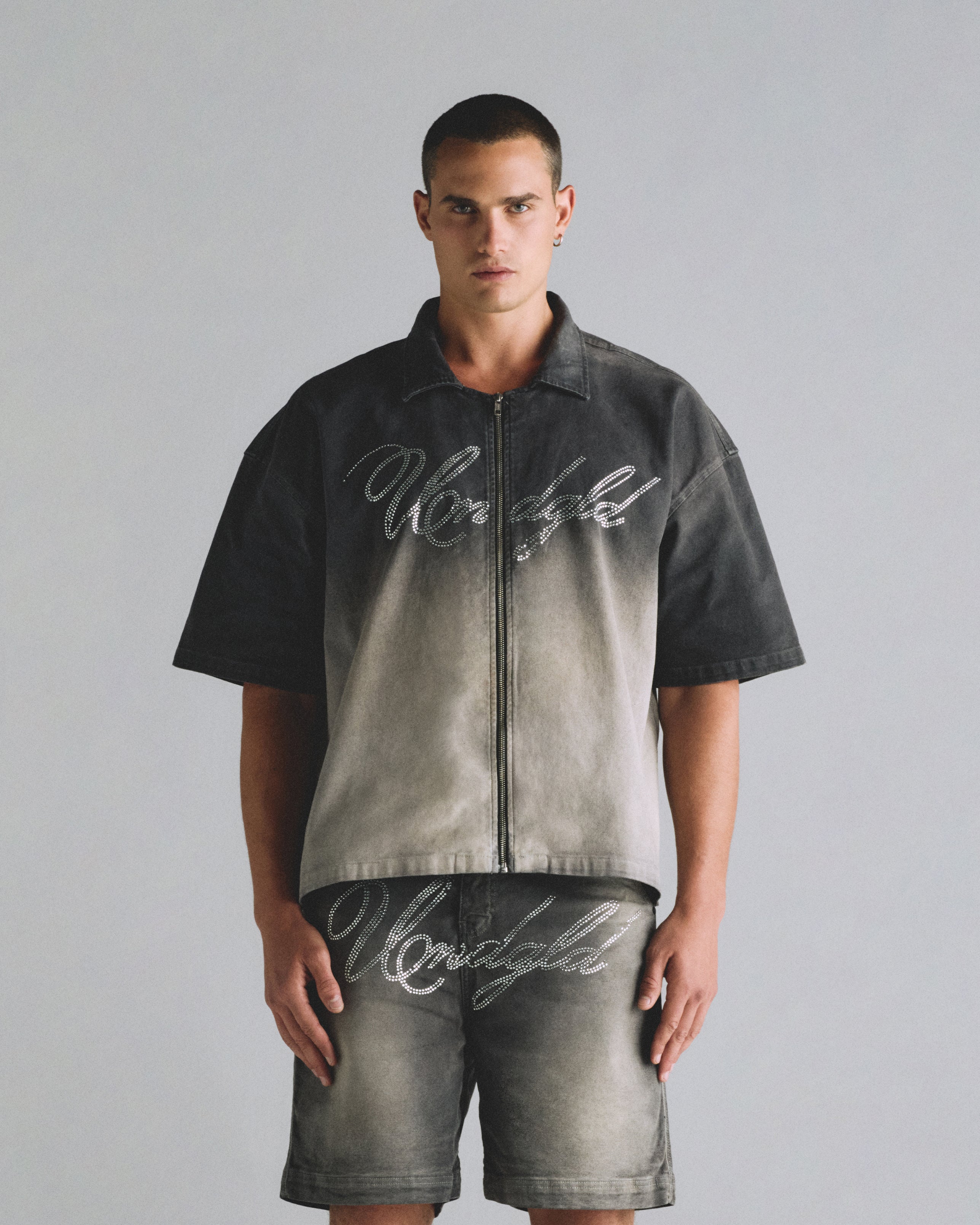 Helios Undgld Zip Up Shirt Dirty Black