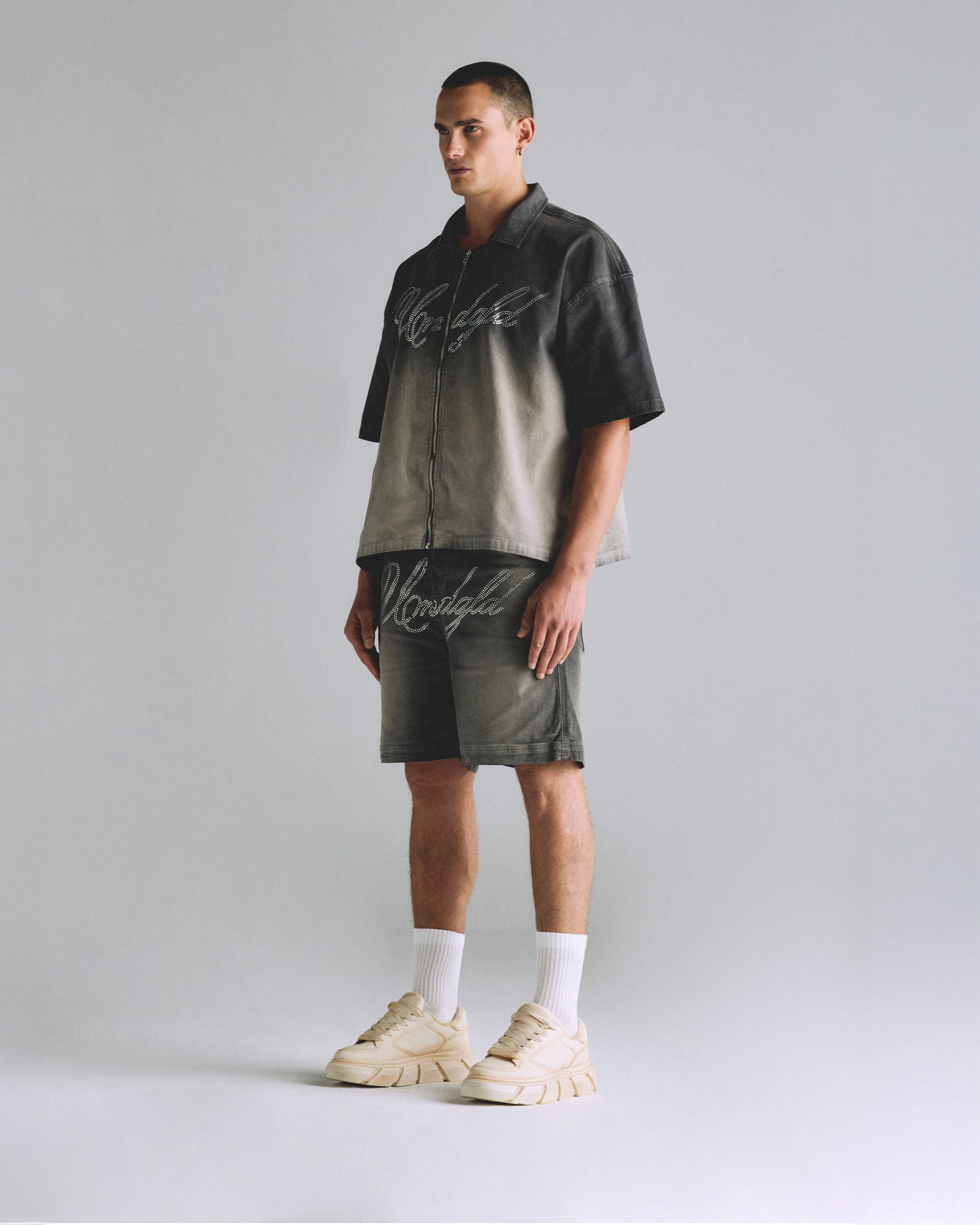 Helios Undgld Zip Up Shirt Dirty Black