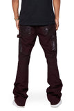 "HOSSAM" STACKED FLARE JEAN DARK CLARET