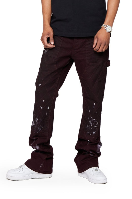 "HOSSAM" STACKED FLARE JEAN DARK CLARET