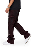 "HOSSAM" STACKED FLARE JEAN DARK CLARET