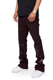 "HOSSAM" STACKED FLARE JEAN DARK CLARET