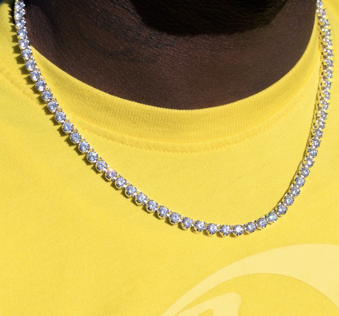 Diamond Buttercup Tennis Chain White Gold 4mm