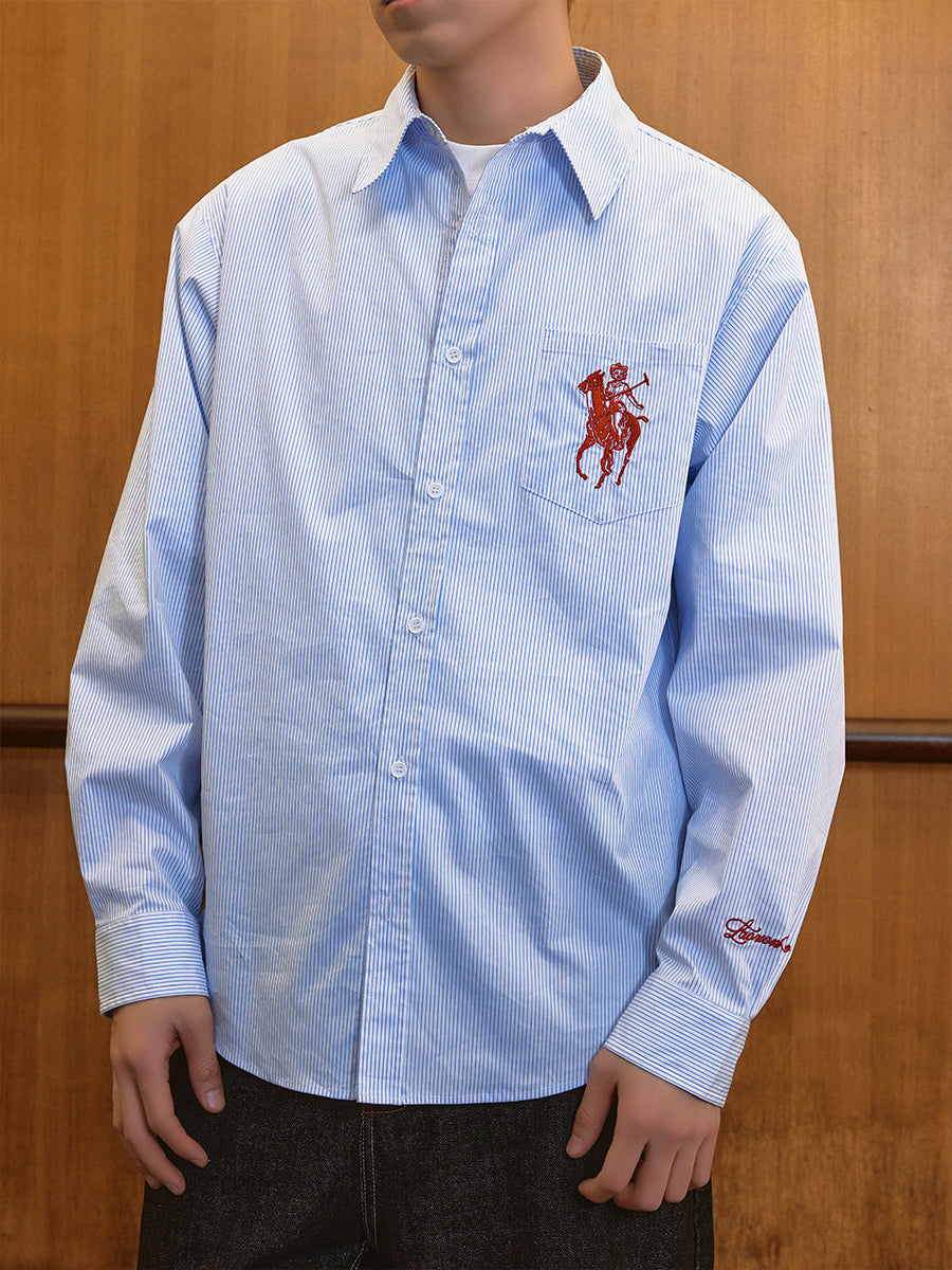 Vintage Striped Embroidered Shirt