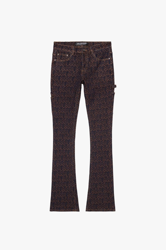 "IMPRINT” STACKED FLARE JEAN BLACK ORANGE