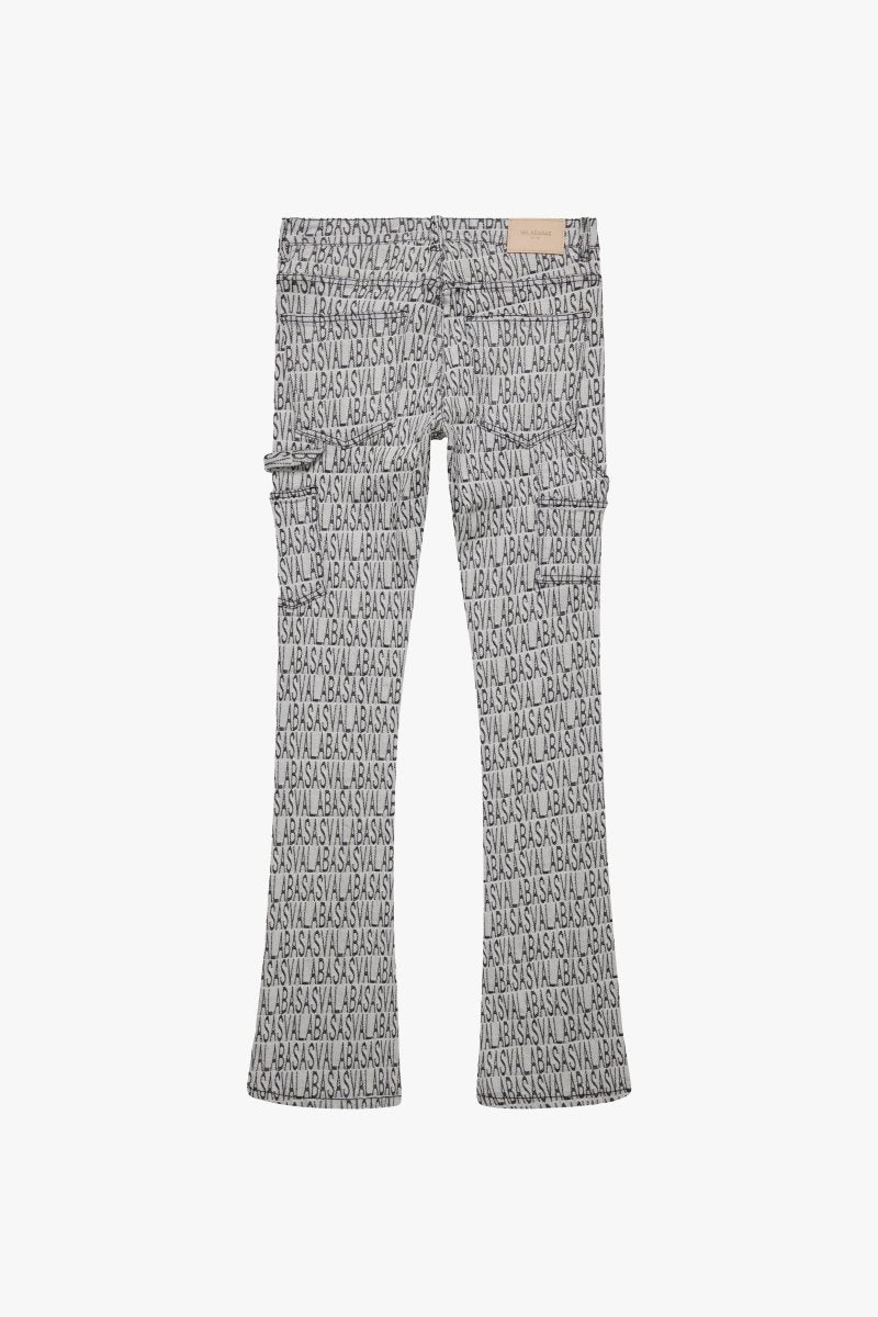 "IMPRINT” STACKED FLARE JEAN BLACK WHITE