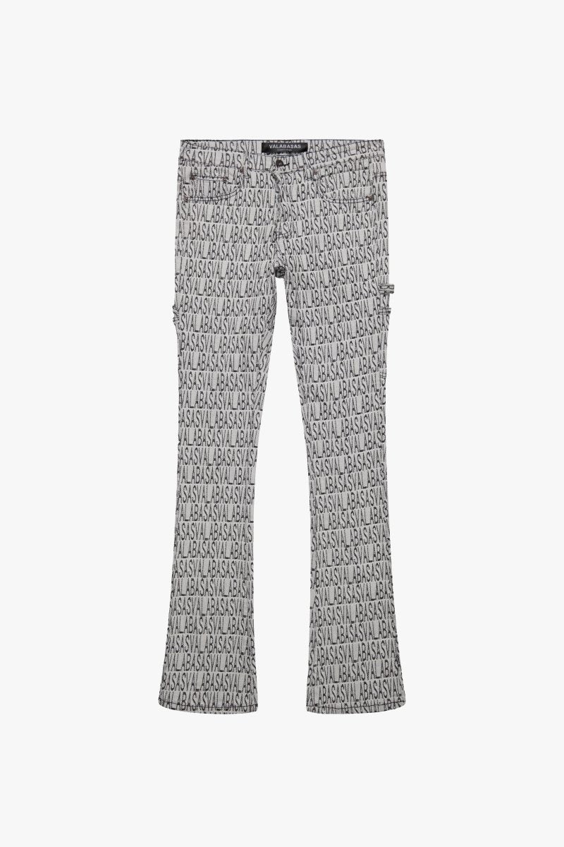 "IMPRINT” STACKED FLARE JEAN BLACK WHITE