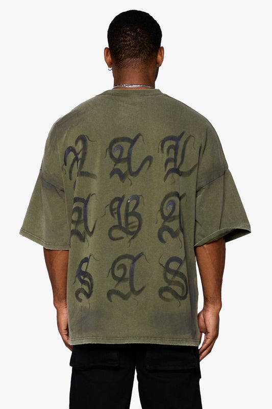 "INKED ENELGANCE" OVERSIZED TEE VINTAGE OLIVE