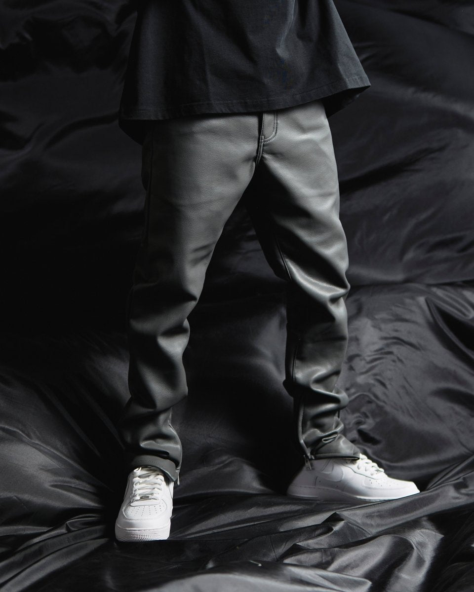 "JEDI" SKINNY/STACKED FLARE JEAN CHARCOAL