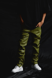 "JEDI" SKINNY/STACKED FLARE JEAN OLIVE