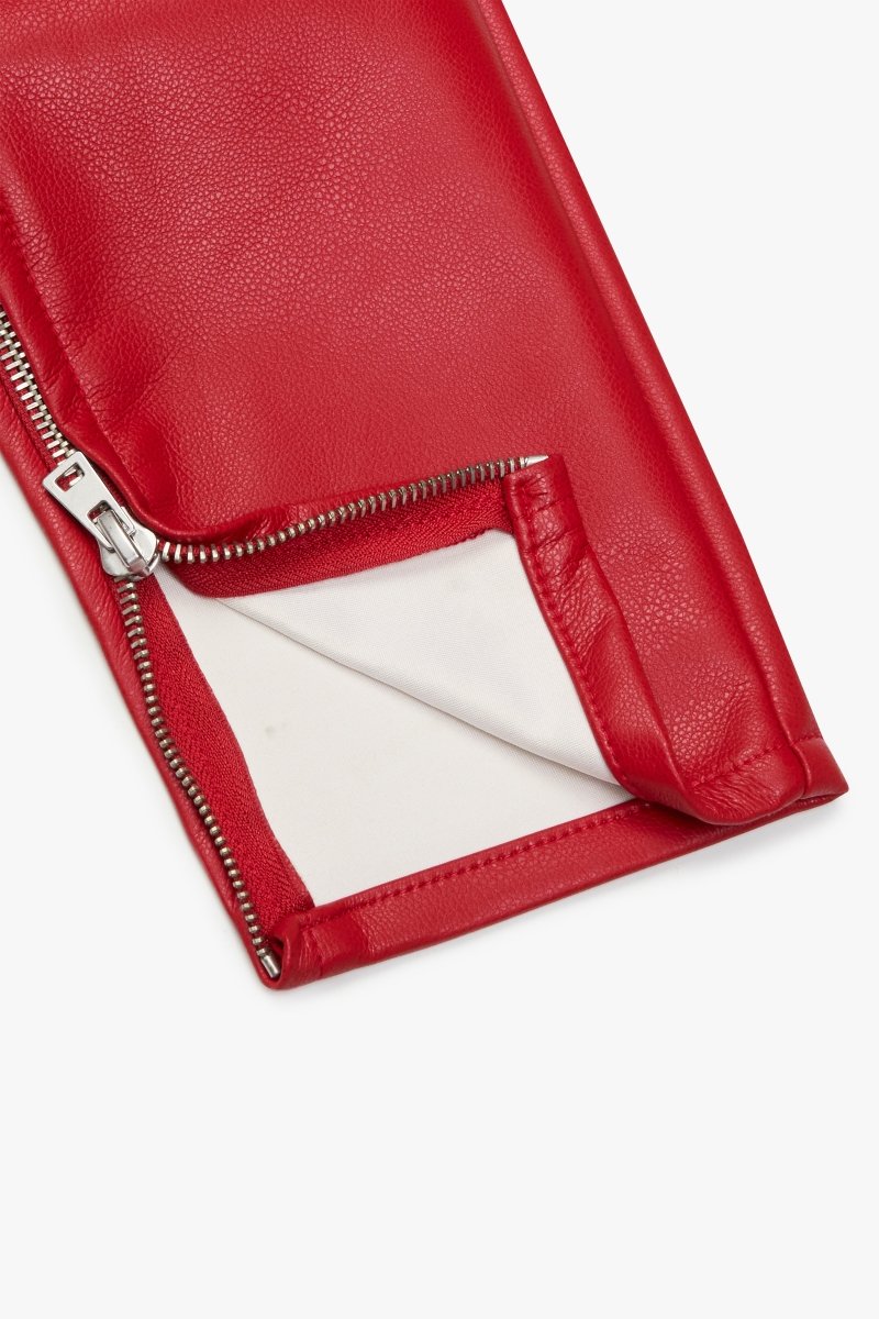 "JEDI" SKINNY/STACKED FLARE JEAN RED