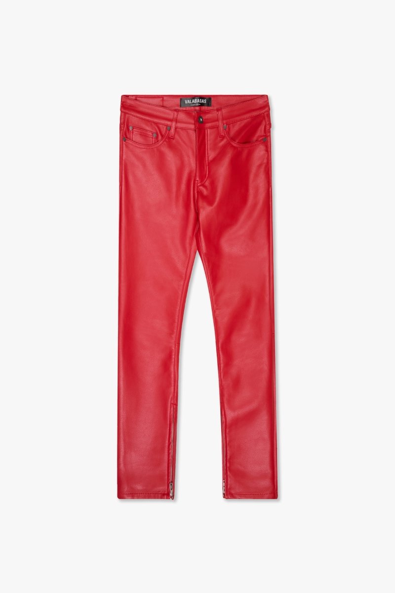 "JEDI" SKINNY/STACKED FLARE JEAN RED
