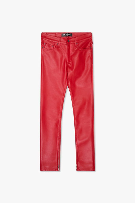 "JEDI" SKINNY/STACKED FLARE JEAN RED