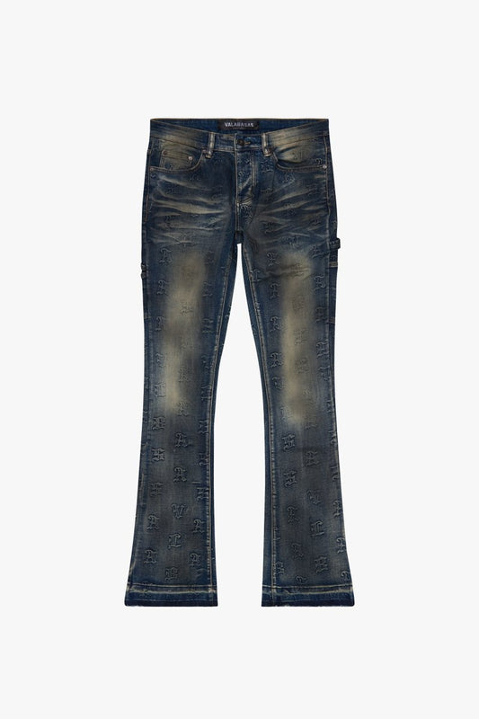 "KAID" STACKED FLARE DENIM DIRTY WASH