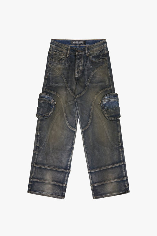 "KNEEBOARD" BAGGY JEAN DARK VINTAGE BLUE