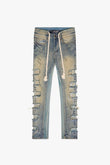 "LADDERED" SKINNY JEAN OLIVE WASH