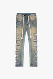 "LADDERED" SKINNY JEAN OLIVE WASH
