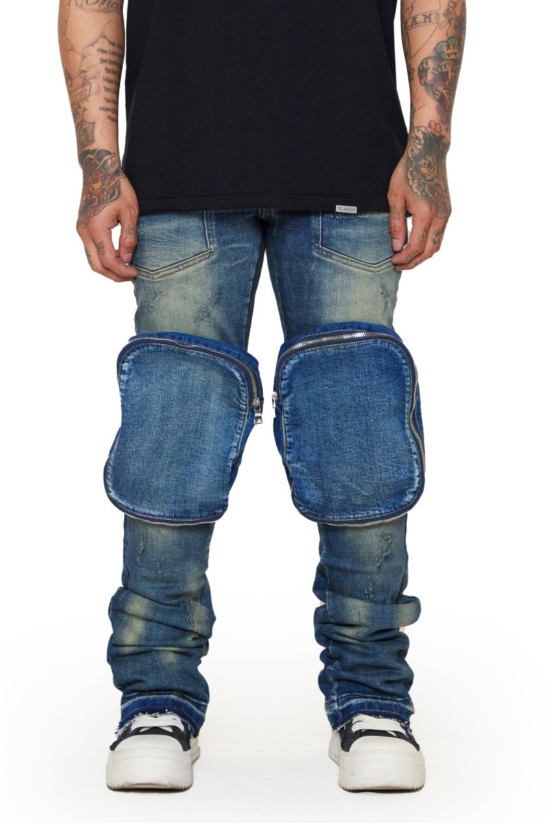 “LEOPOLD” STACKED FLARE JEAN DK. VINTAGE WASHED