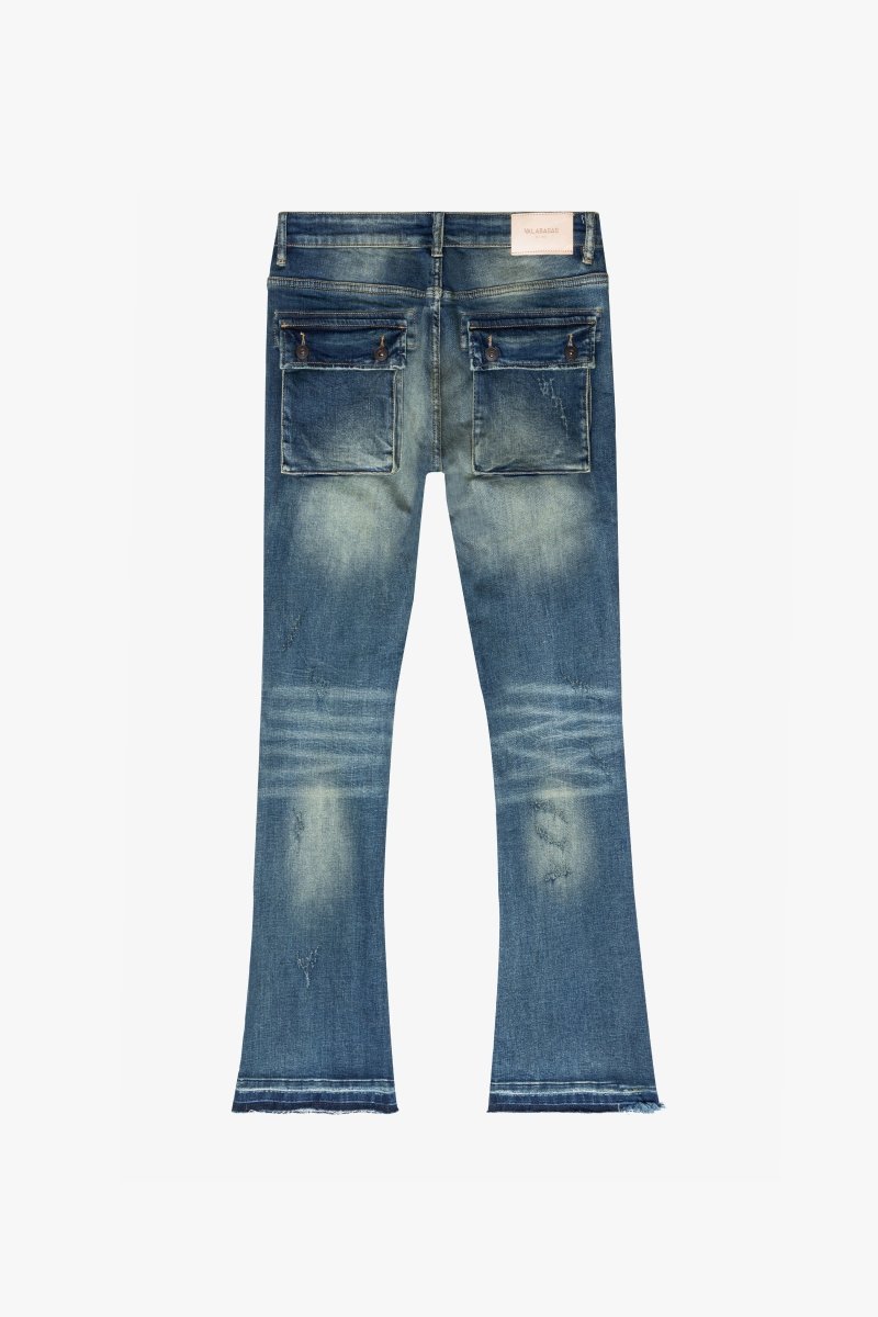 “LEOPOLD” STACKED FLARE JEAN DK. VINTAGE WASHED