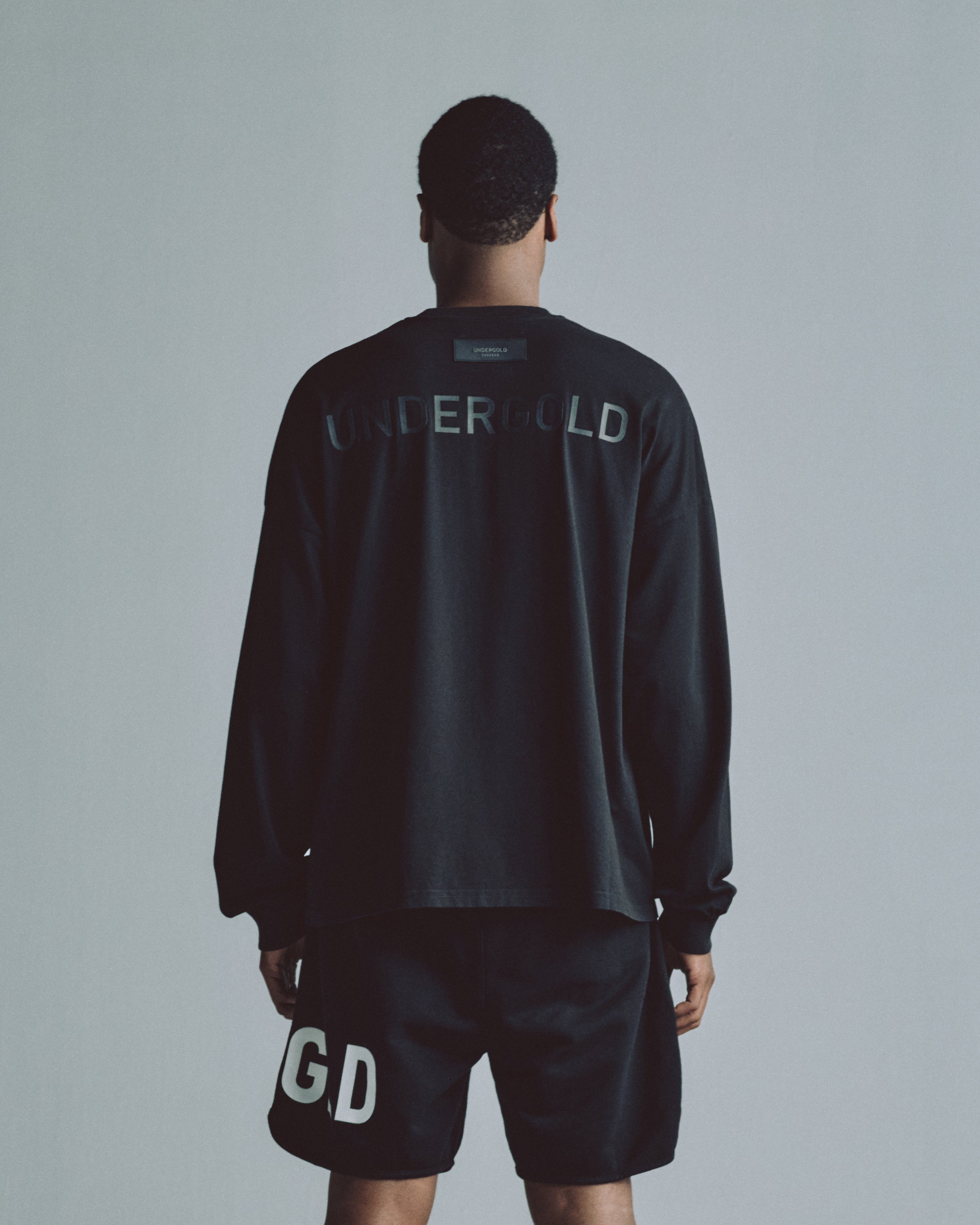 Line Logo Long Sleeve Boxy Fit Tshirt Black