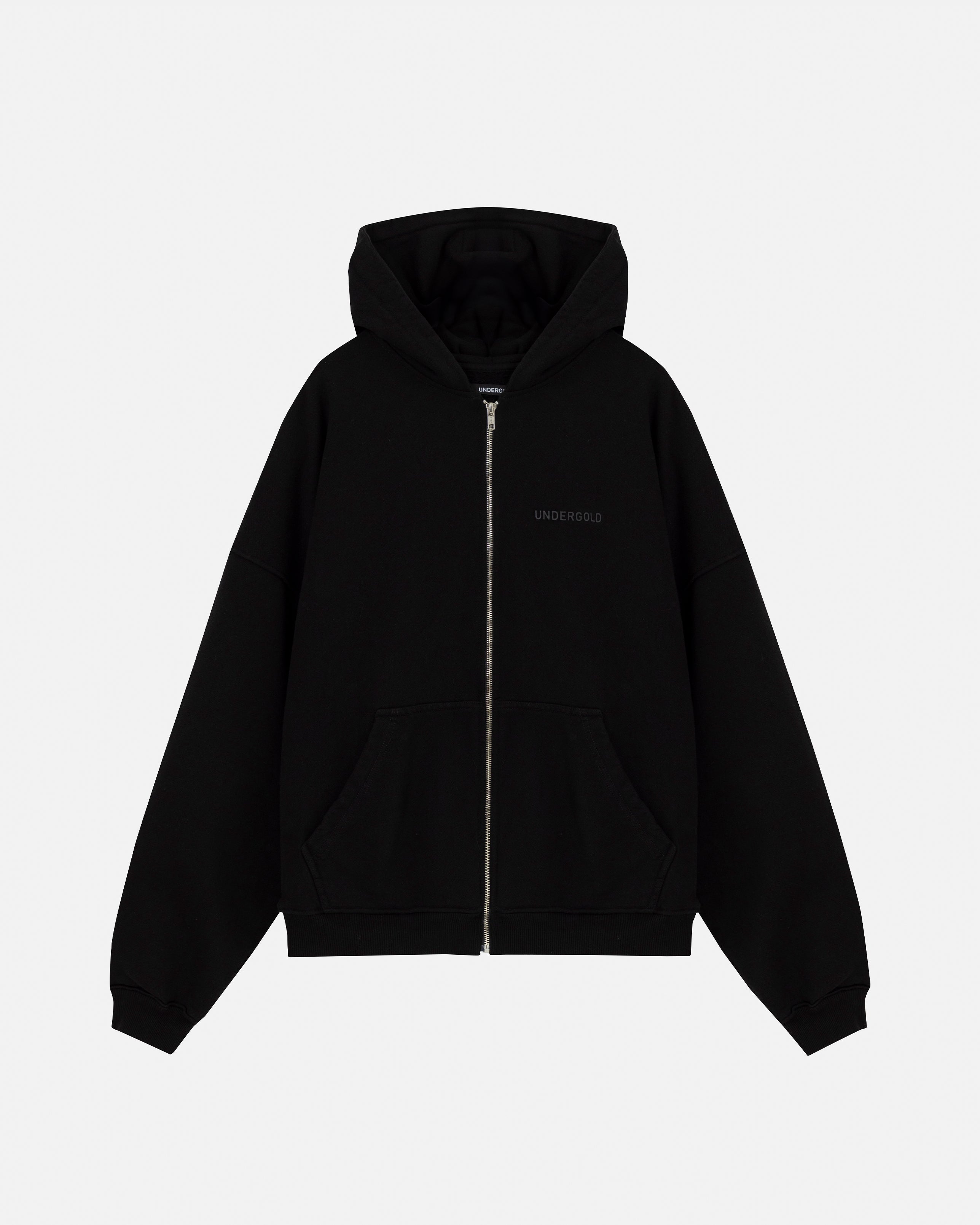 Line Logo Zip Up Hoodie Black