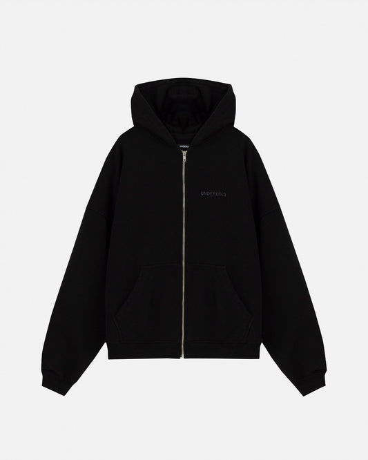 Line Logo Zip Up Hoodie Black