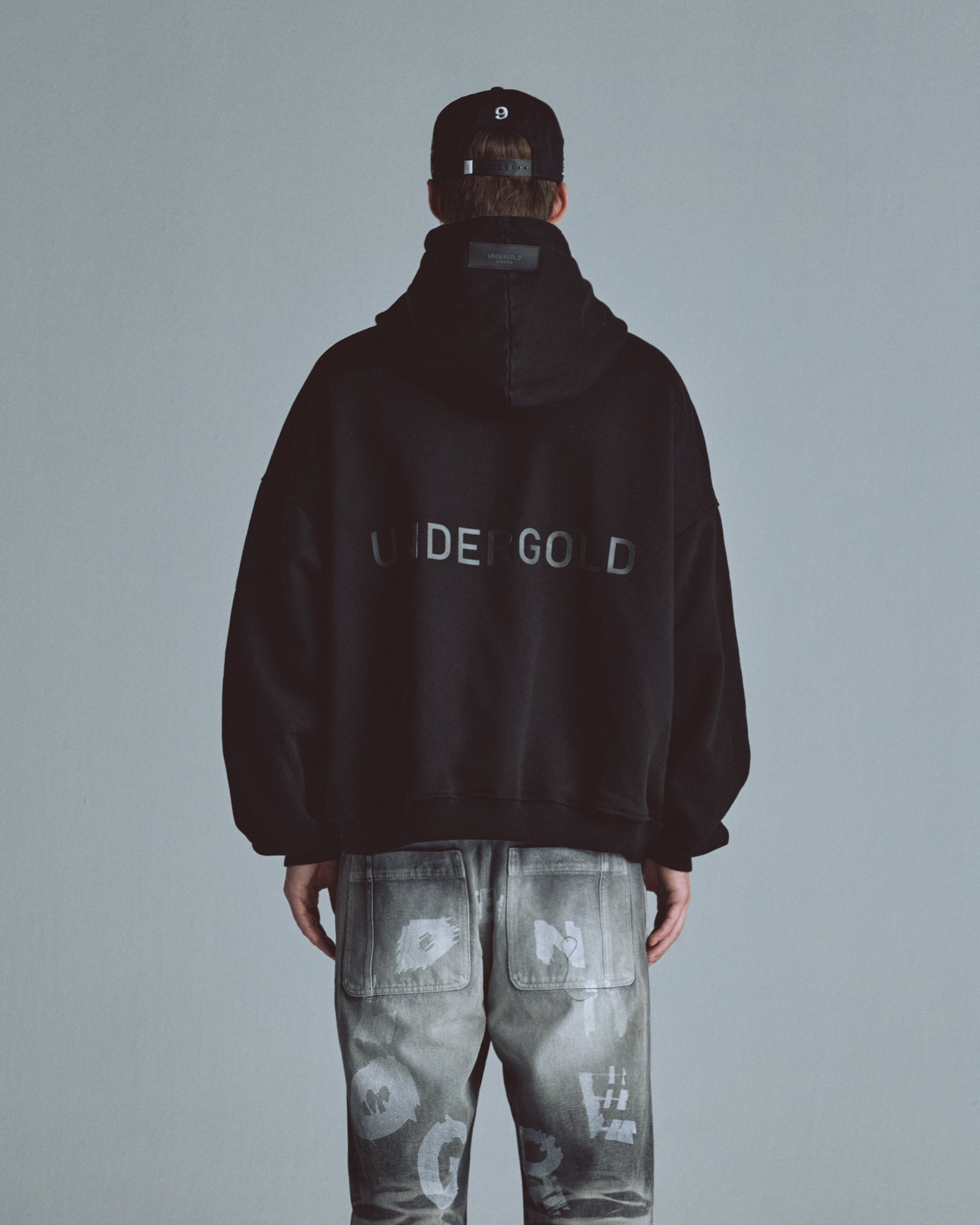 Line Logo Zip Up Hoodie Black