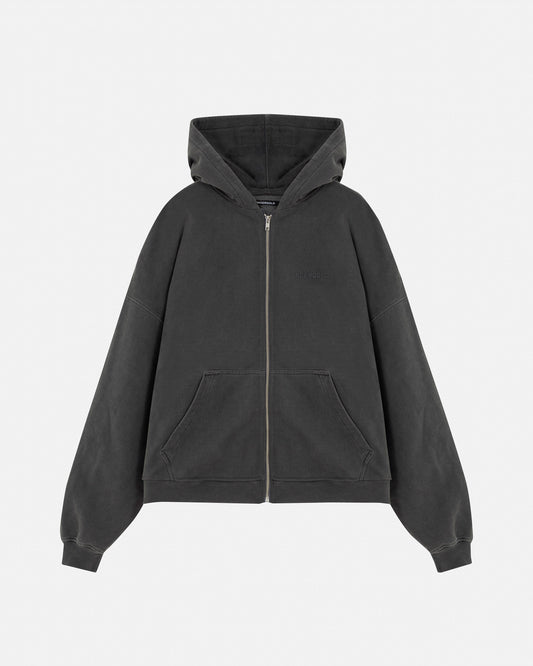 Line Logo Zip Up Hoodie Old Gray