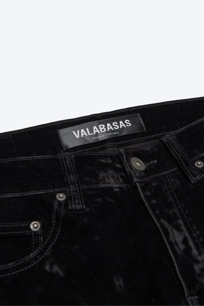 "LUXE" SUEDE STACKED FLARE JEAN BLACK