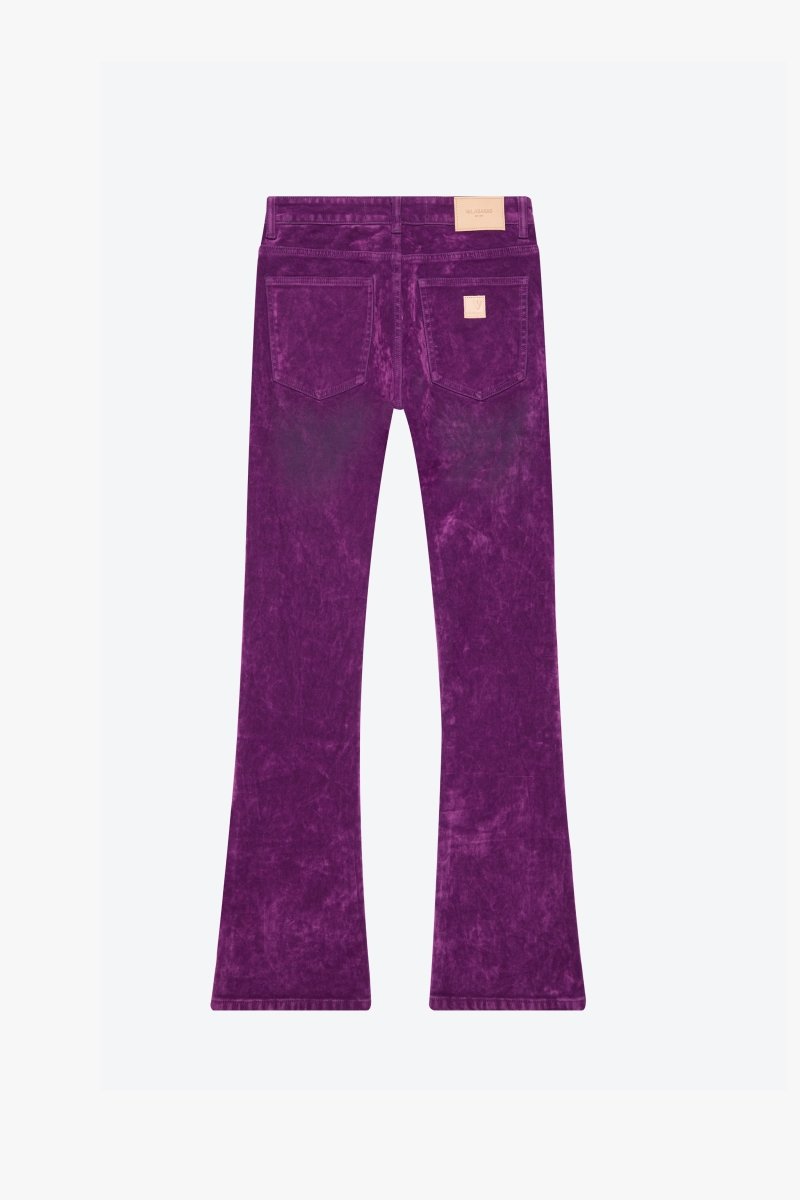 "LUXE" SUEDE STACKED FLARE JEAN PURPLE
