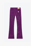 "LUXE" SUEDE STACKED FLARE JEAN PURPLE