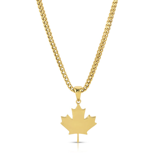 Maple Leaf Necklace Pendant & Franco Chain