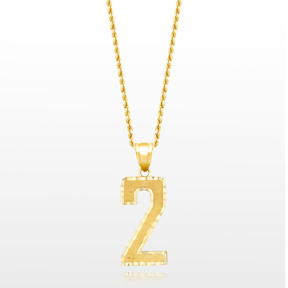 10k Solid Gold Jersey Number Pendant
