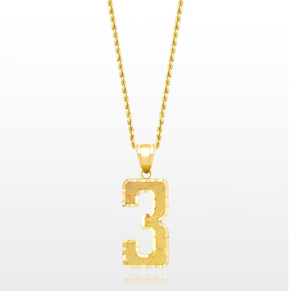 10k Solid Gold Jersey Number Pendant