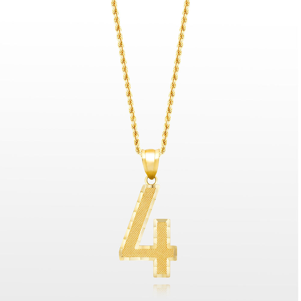 10k Solid Gold Jersey Number Pendant
