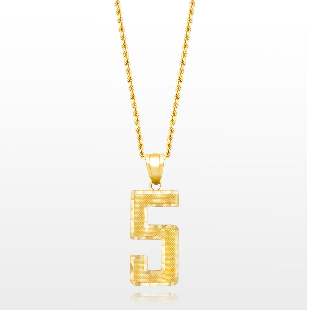 10k Solid Gold Jersey Number Pendant