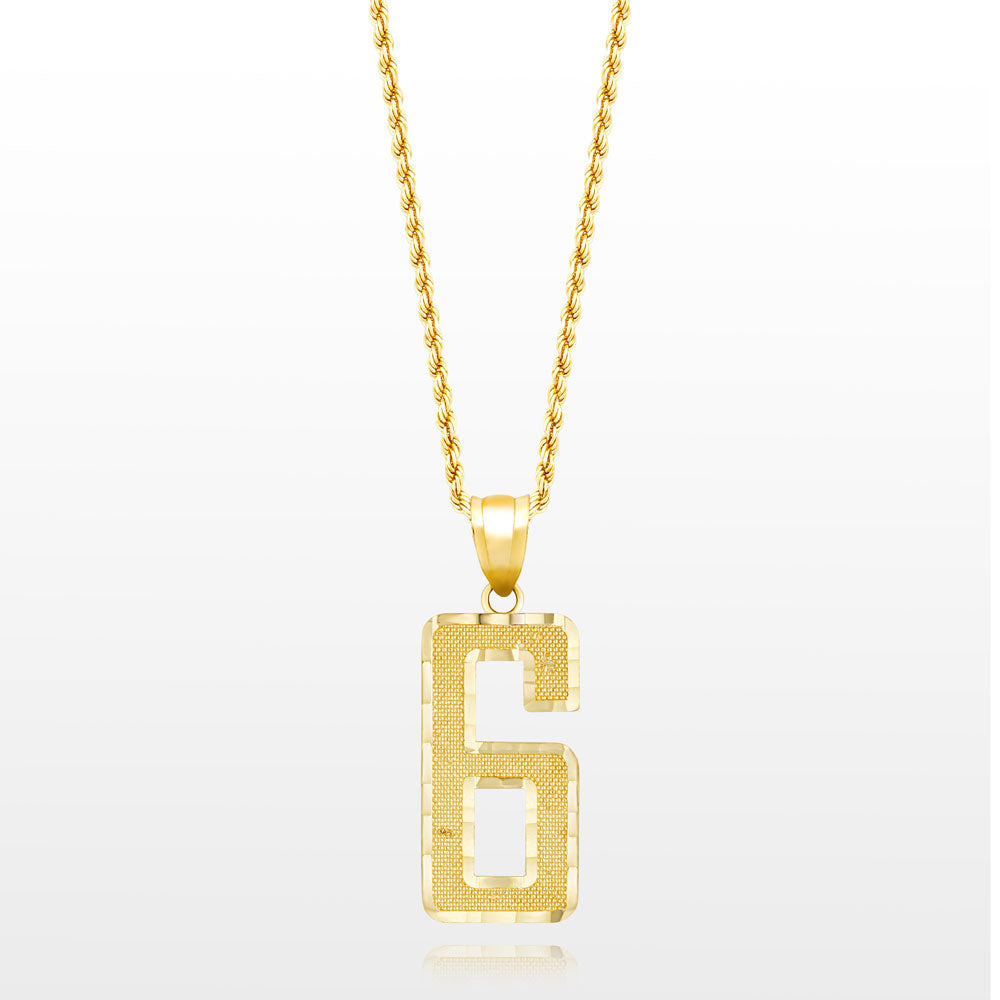 10k Solid Gold Jersey Number Pendant