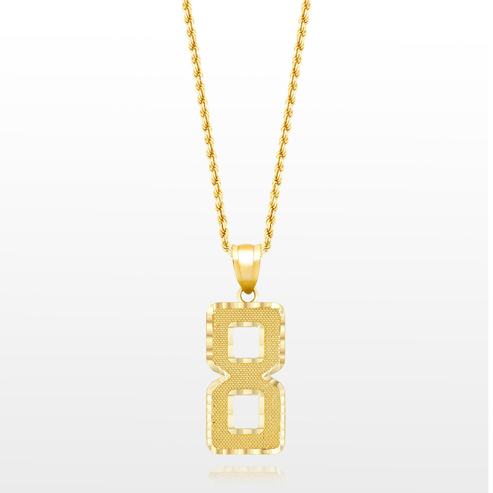 10k Solid Gold Jersey Number Pendant