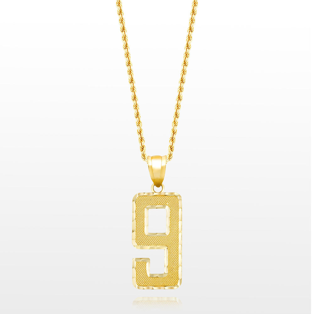 10k Solid Gold Jersey Number Pendant
