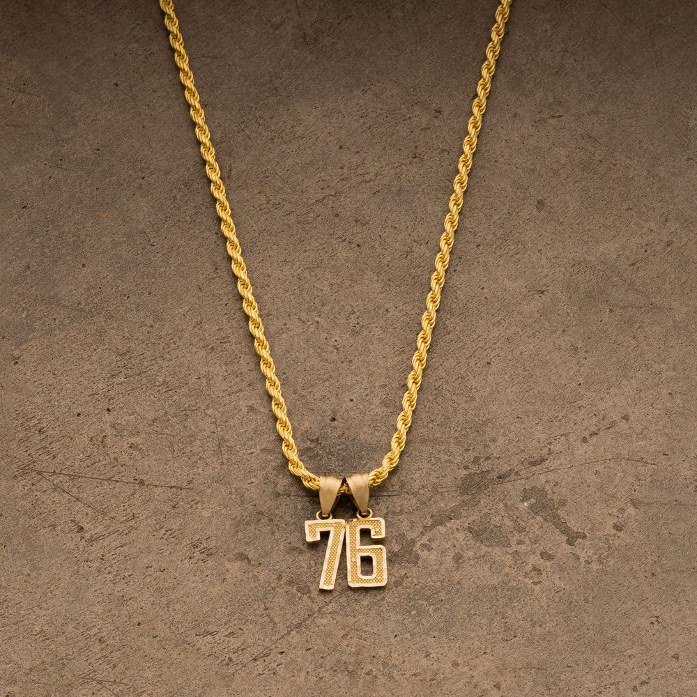 10k Solid Gold Small Jersey Number Pendant