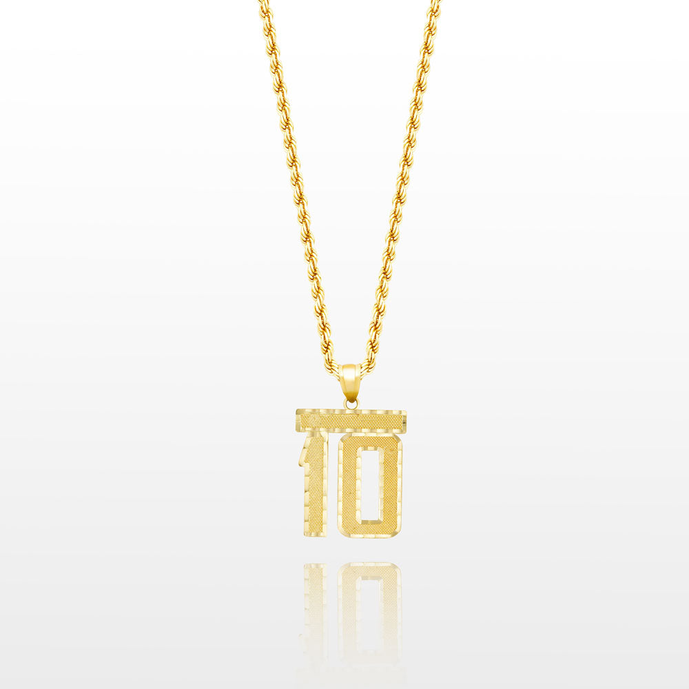 10k Solid Gold Small Jersey Number Pendant