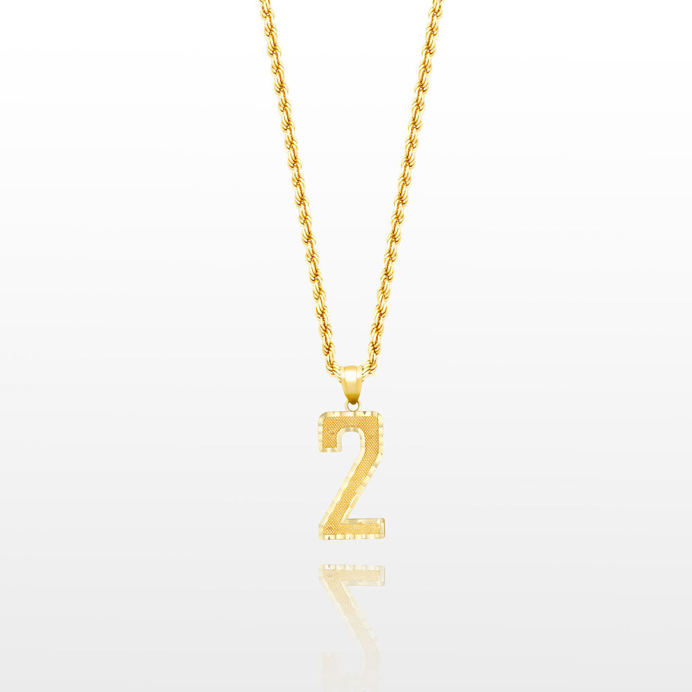 10k Solid Gold Small Jersey Number Pendant