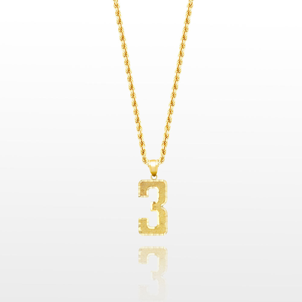 10k Solid Gold Small Jersey Number Pendant