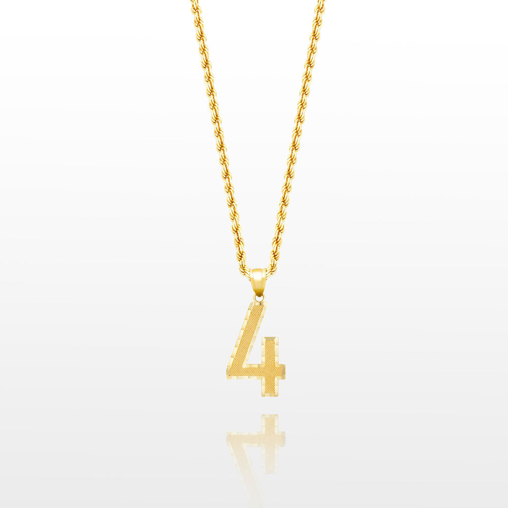 10k Solid Gold Small Jersey Number Pendant