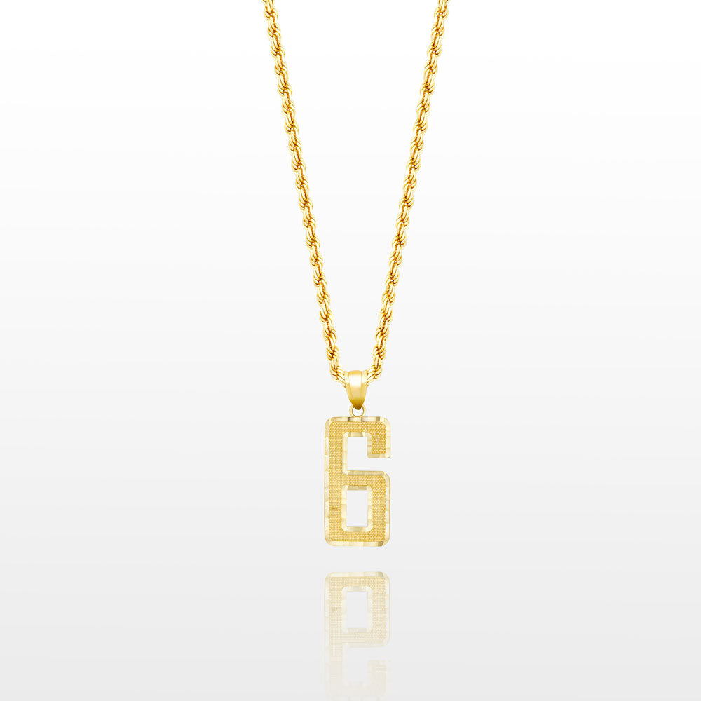 10k Solid Gold Small Jersey Number Pendant